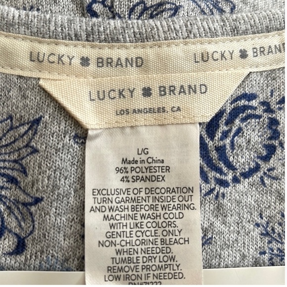 Lucky Brand Ladies' 4-Piece Pajama Set Gray (Denim Floral), - Picture 4 of 8